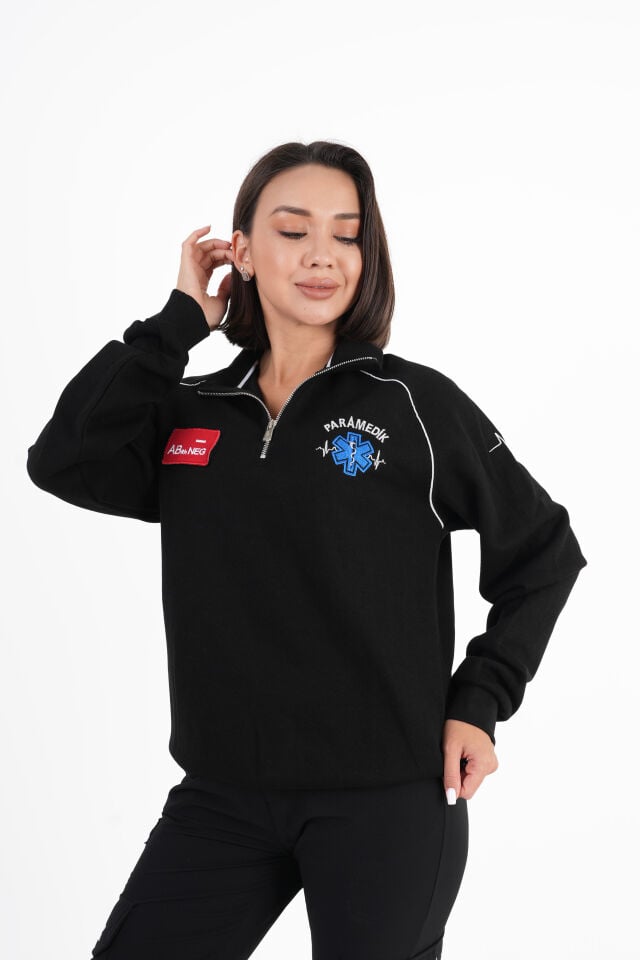 Paramedik Siyah Fermuarlı Swit (Reglan Kol-Unisex)