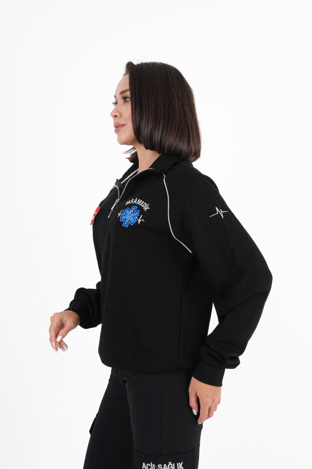 Paramedik Siyah Fermuarlı Swit (Reglan Kol-Unisex)