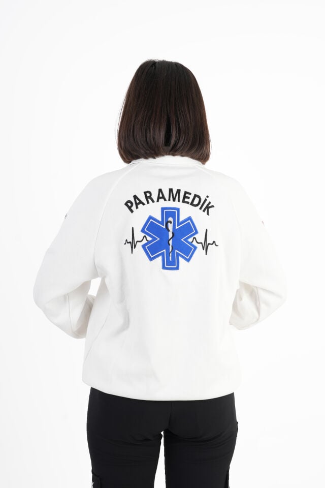 Paramedik Beyaz Fermuarlı Swit (Reglan Kol-Unisex)