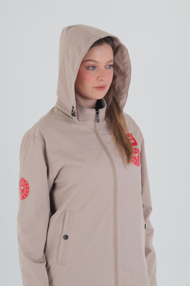 112 Acil Sağlık Bej Mevsimlik Kapşonlu Mont (Unisex)