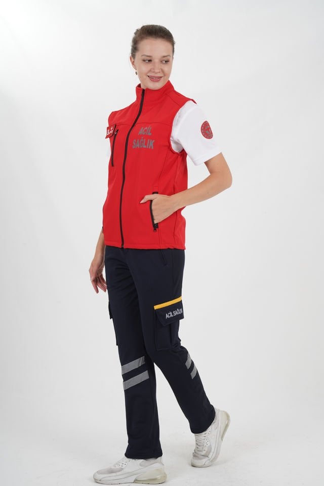 Yeni Kırmızı Acil Sağlık Yelek (Unisex)