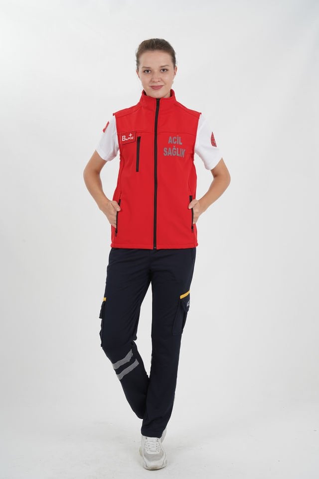 Yeni Kırmızı Acil Sağlık Yelek (Unisex)