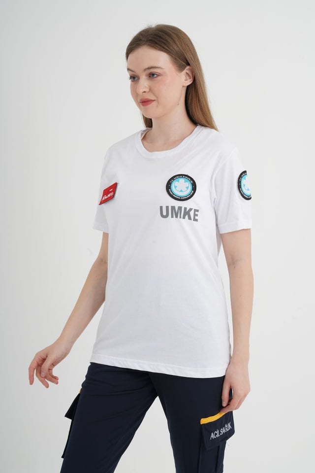 Yeni UMKE Beyaz Penye T-shirt (Unisex)