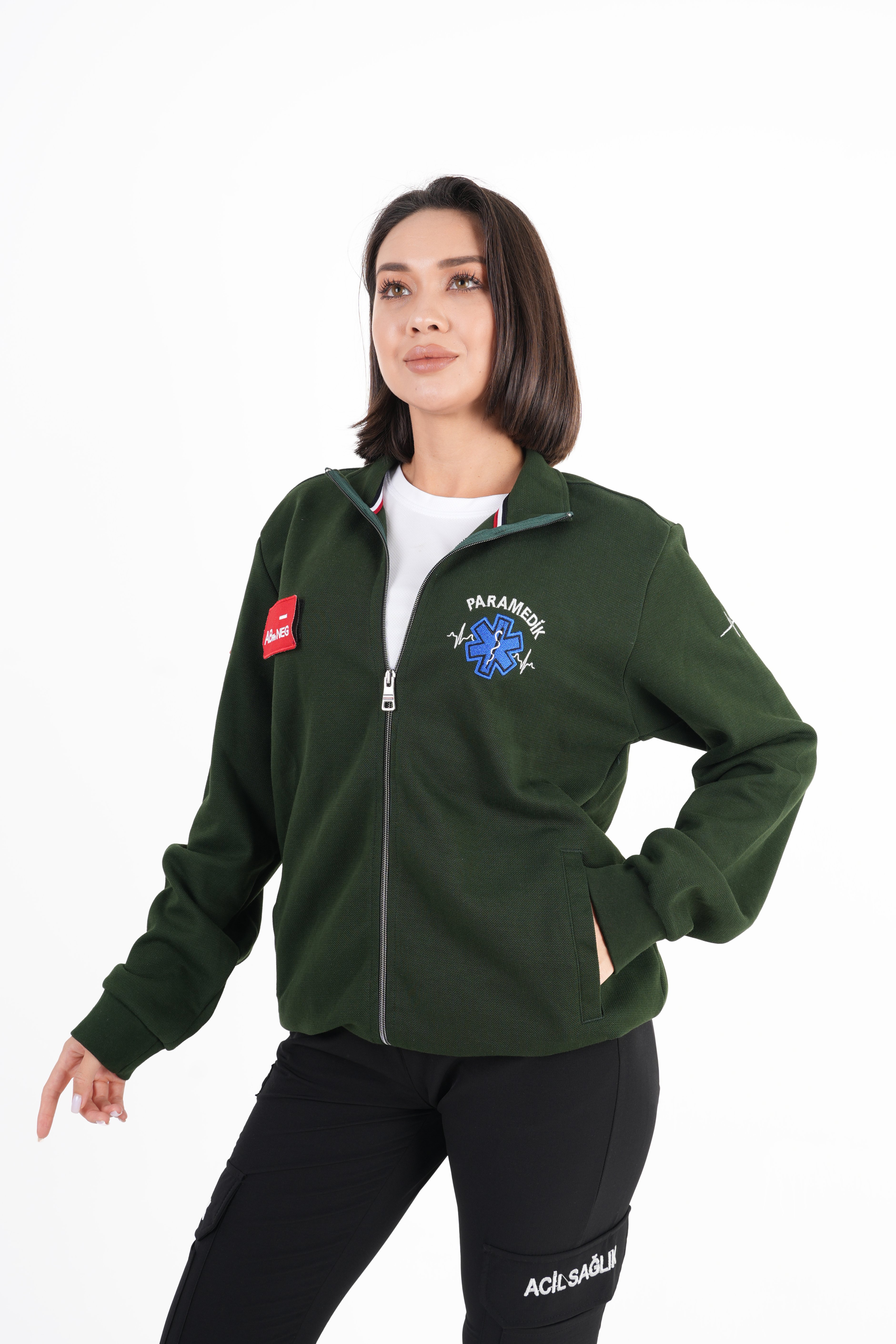 Paramedik Haki Yeşili Pike Kumaş Polar (Unisex)