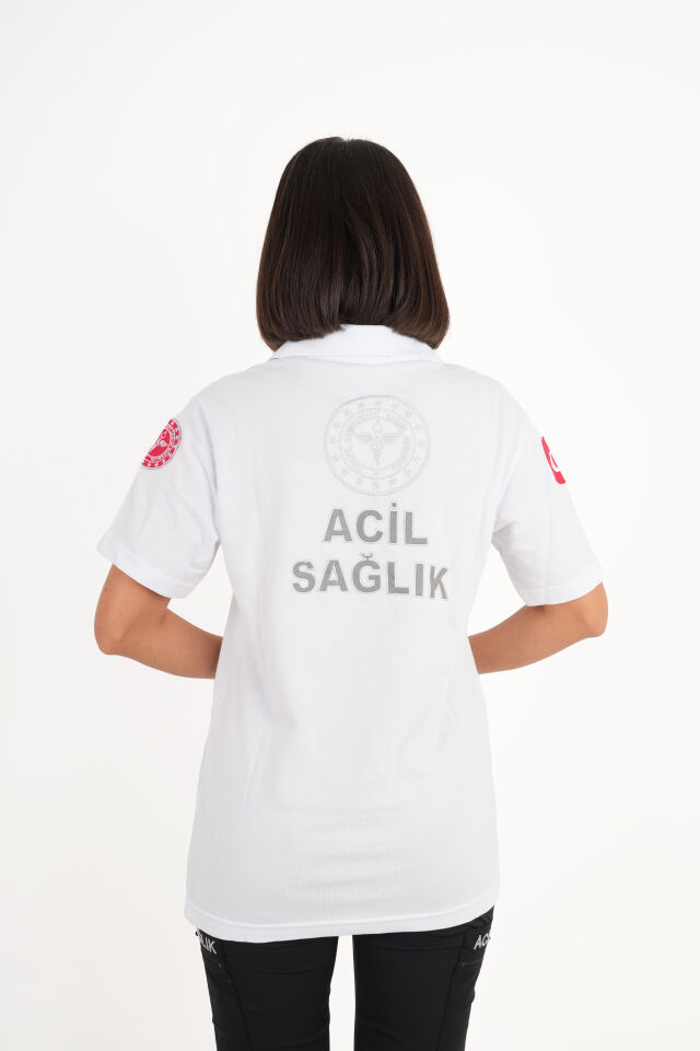 112 Acil Sağlık Beyaz Lacost T-shirt (Unisex)