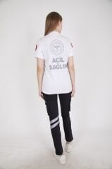 Yeni 112 Acil Sağlık Beyaz Lacost T-shirt (Unisex)