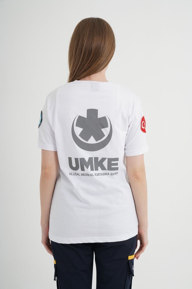 Yeni UMKE Beyaz Comfort Sıfır Yaka T-shirt(Unisex)