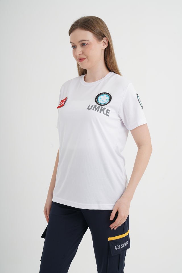Yeni UMKE Beyaz Comfort Sıfır Yaka T-shirt(Unisex)