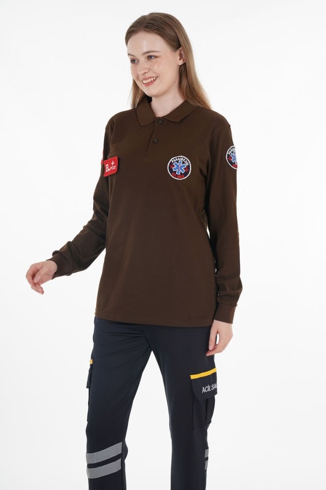 Yeni Paramedik Kahverengi Uzun Kollu Lacost T-shirt (Unisex)