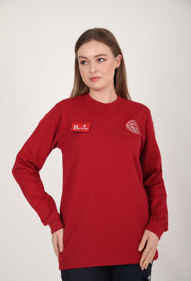 Yeni Evde Sağlık Bordo Sıfır Yaka Swit (Unisex)