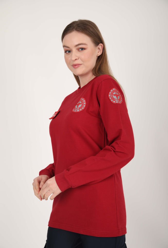 Yeni Evde Sağlık Bordo Sıfır Yaka Swit (Unisex)