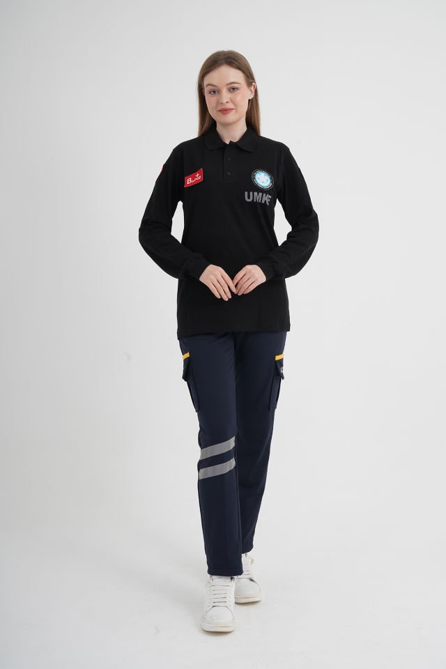UMKE Siyah Uzun Kollu Lacost T-shirt (Unisex)