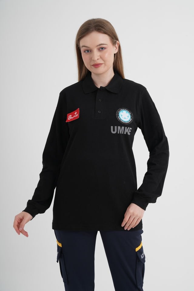 UMKE Siyah Uzun Kollu Lacost T-shirt (Unisex)