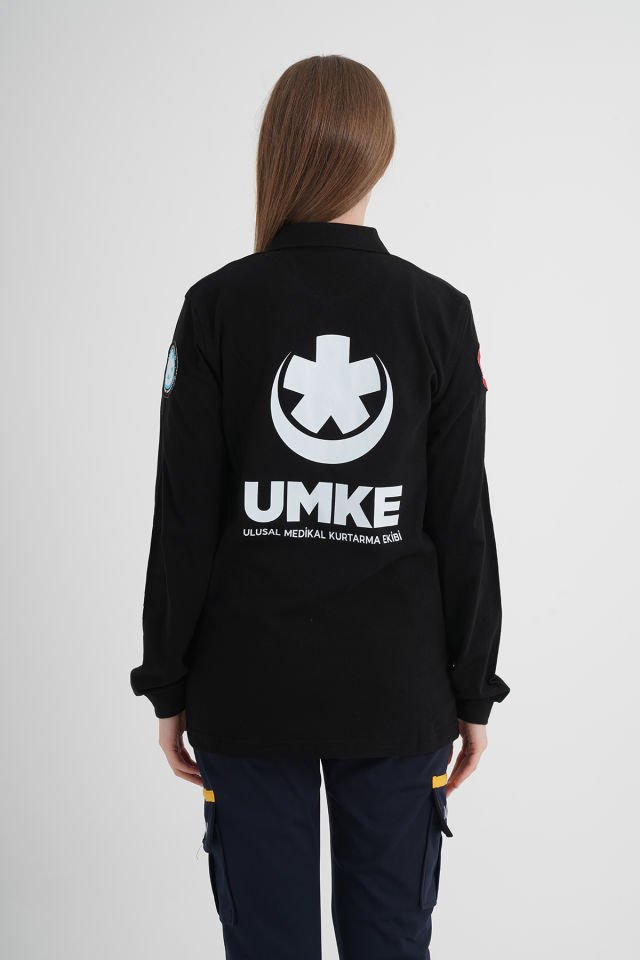 UMKE Siyah Uzun Kollu Lacost T-shirt (Unisex)