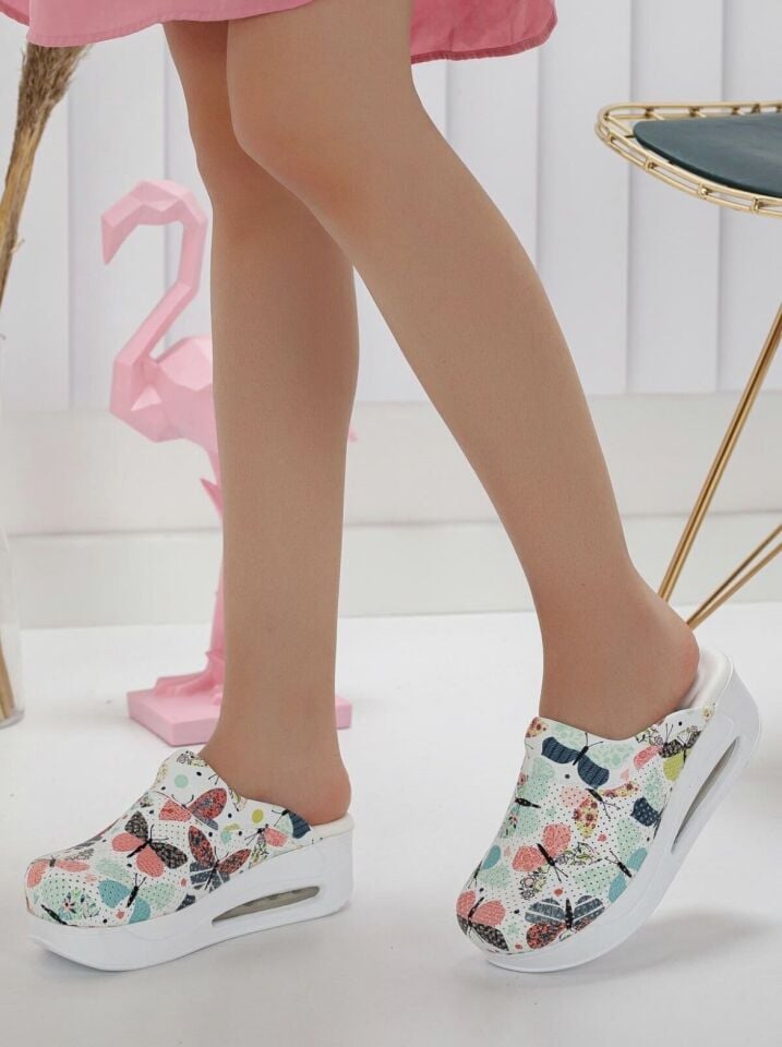Renkli Kelebek Desenli Airmax Ortopedik Terlik
