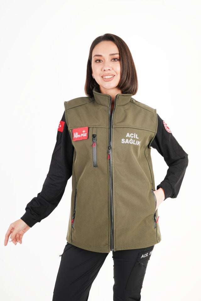 Acil Sağlık Haki Yeşili Yelek (Unisex)