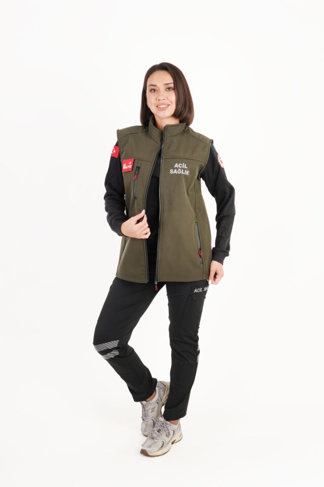 Acil Sağlık Haki Yeşili Yelek (Unisex)