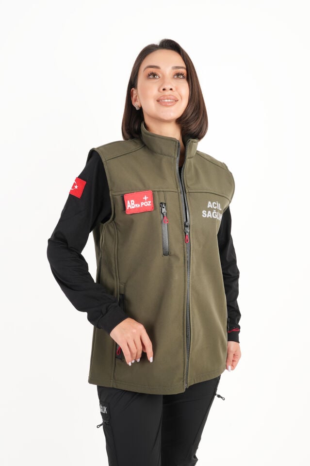 Acil Sağlık Haki Yeşili Yelek (Unisex)