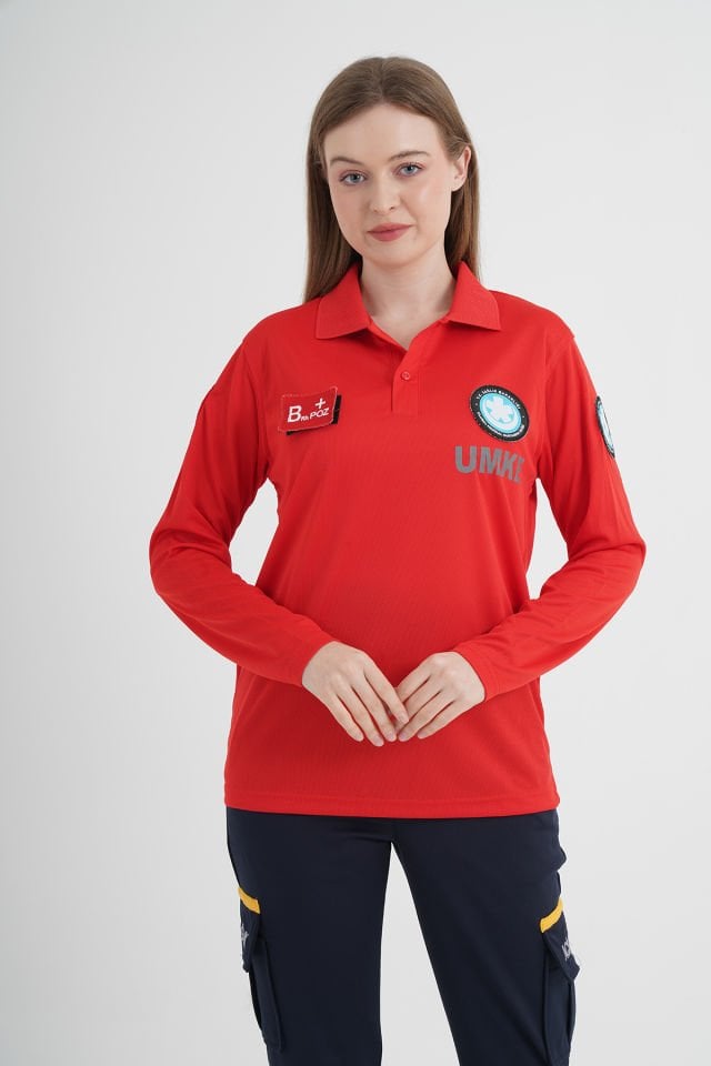 Yeni UMKE Kırmızı Comfort Uzun Kollu T-shirt (Unisex)