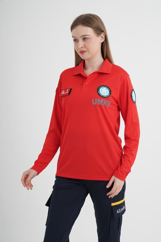 Yeni UMKE Kırmızı Comfort Uzun Kollu T-shirt (Unisex)