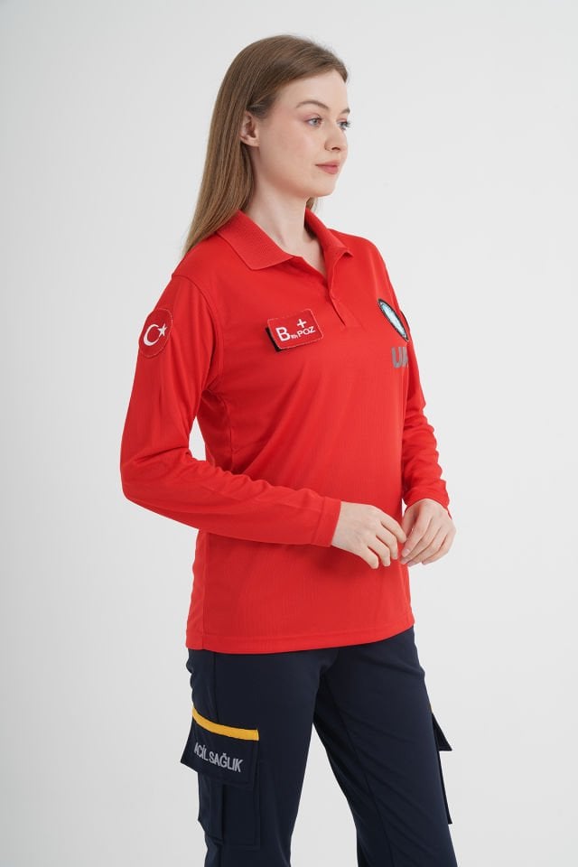 Yeni UMKE Kırmızı Comfort Uzun Kollu T-shirt (Unisex)
