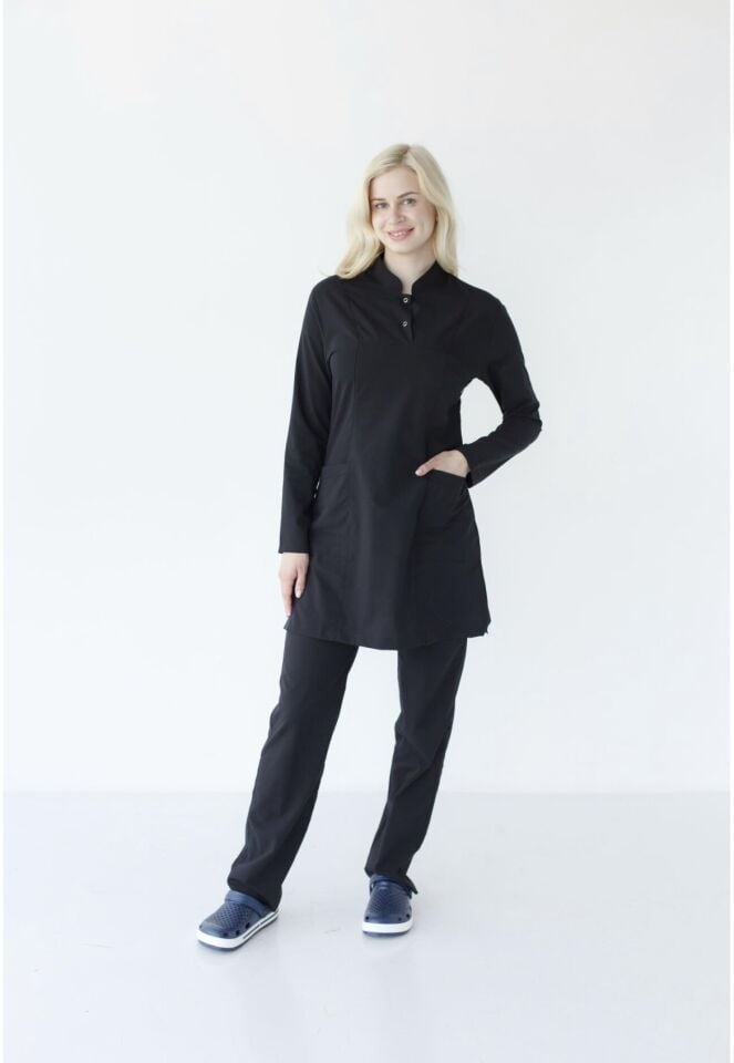 Siyah Tesettür Cerrahi Likralı Takım