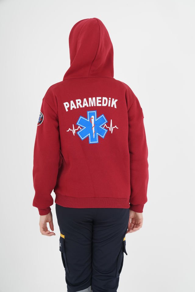 Yeni Paramedik Bordo Kapşonlu Swit (Unisex)