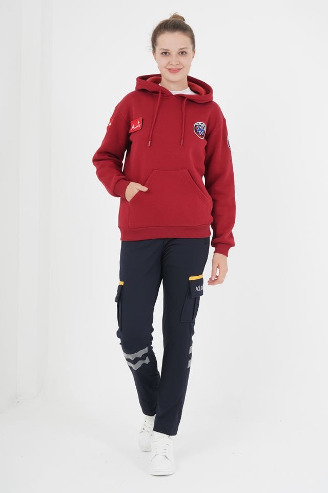 Yeni Paramedik Bordo Kapşonlu Swit (Unisex)