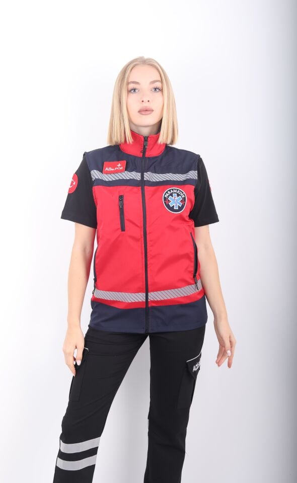 YENİ Kırmızı Paramedik Yelek (Unisex)