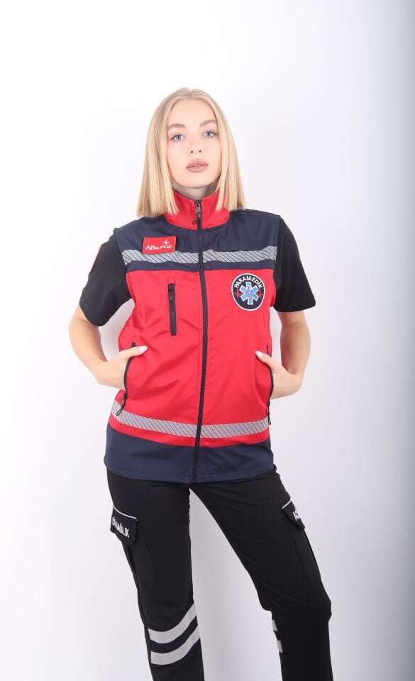 YENİ Kırmızı Paramedik Yelek (Unisex)