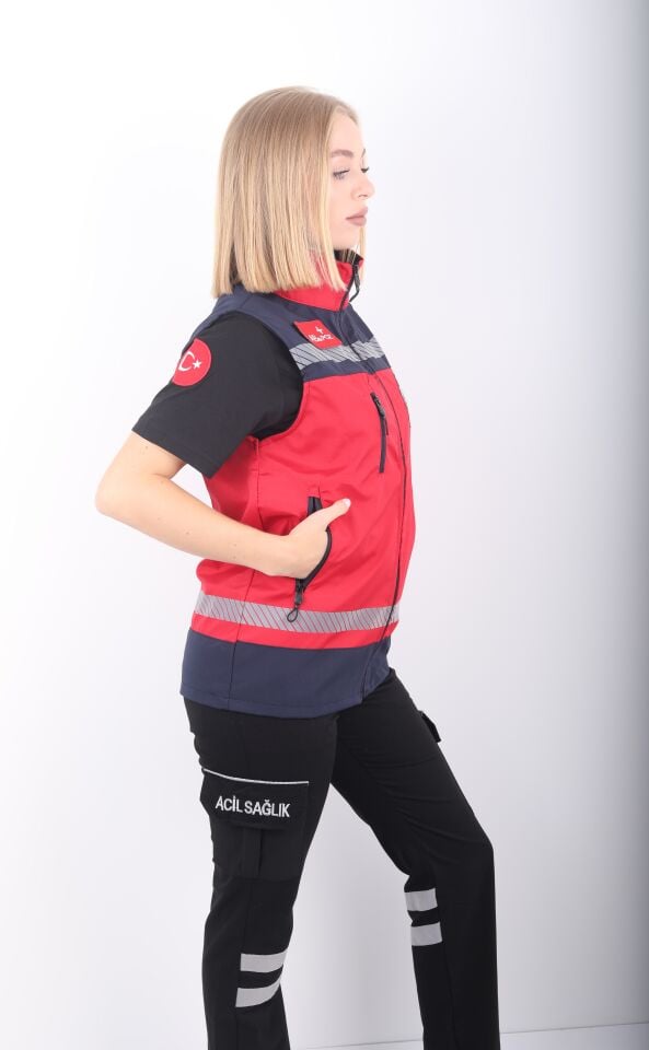 YENİ Kırmızı Paramedik Yelek (Unisex)