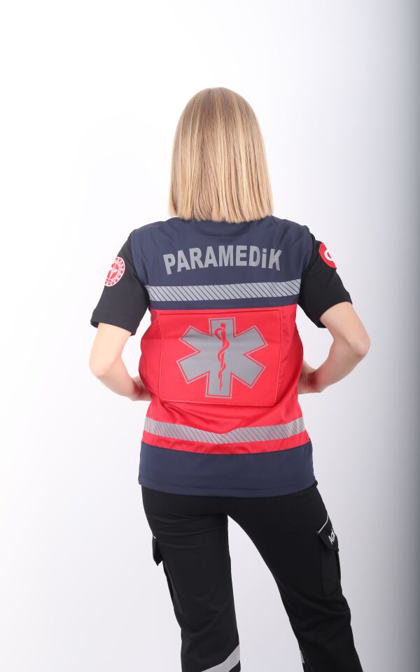 YENİ Kırmızı Paramedik Yelek (Unisex)