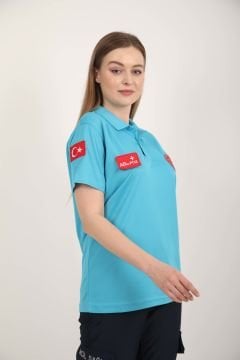 Yeni 112 Acil Sağlık Turkuaz Polo Yaka Comfort T-shirt (Unisex-Fileli)