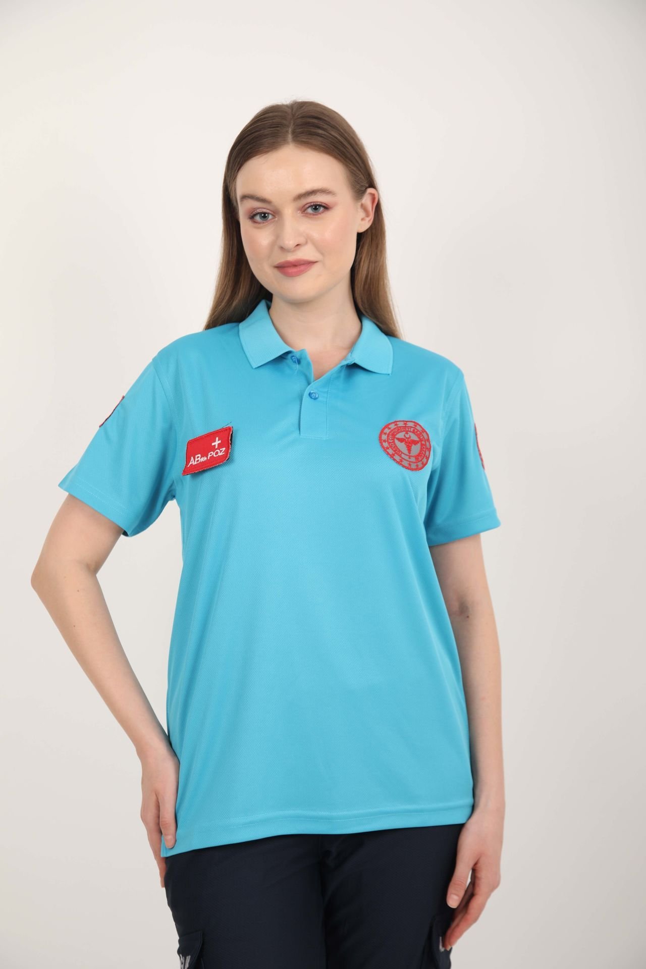 Yeni 112 Acil Sağlık Turkuaz Polo Yaka Comfort T-shirt (Unisex-Fileli)