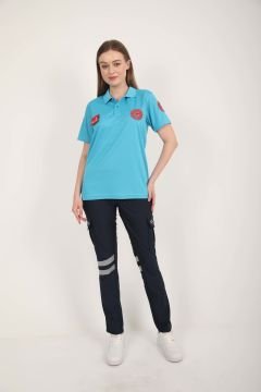 Yeni 112 Acil Sağlık Turkuaz Polo Yaka Comfort T-shirt (Unisex-Fileli)