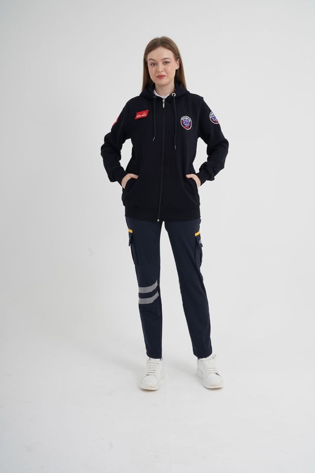 Paramedik Lacivert Kapşonlu Polar (Unisex)