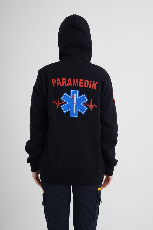 Paramedik Lacivert Kapşonlu Polar (Unisex)