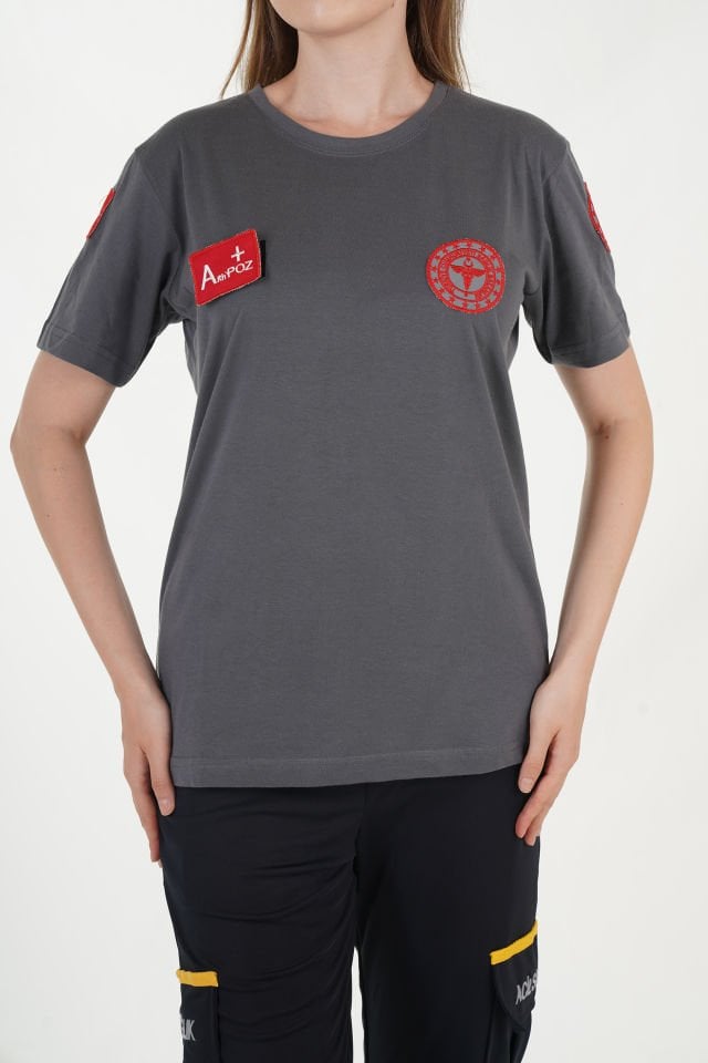 Yeni 112 Acil Sağlık Sıfır Yaka Füme Penye T-shirt (Unisex)