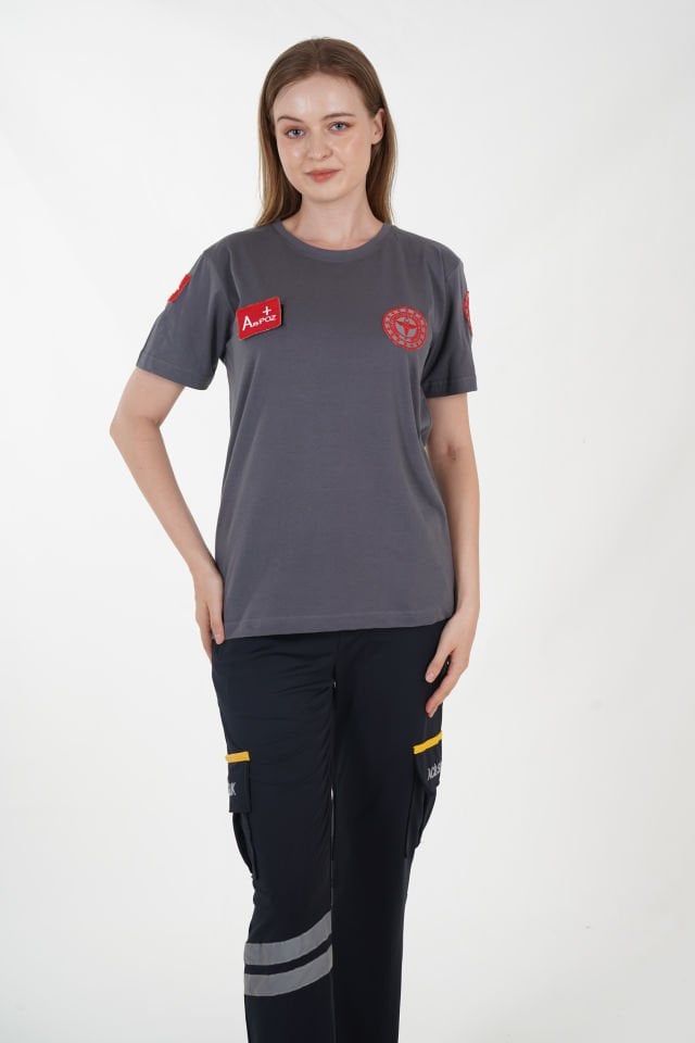 Yeni 112 Acil Sağlık Sıfır Yaka Füme Penye T-shirt (Unisex)