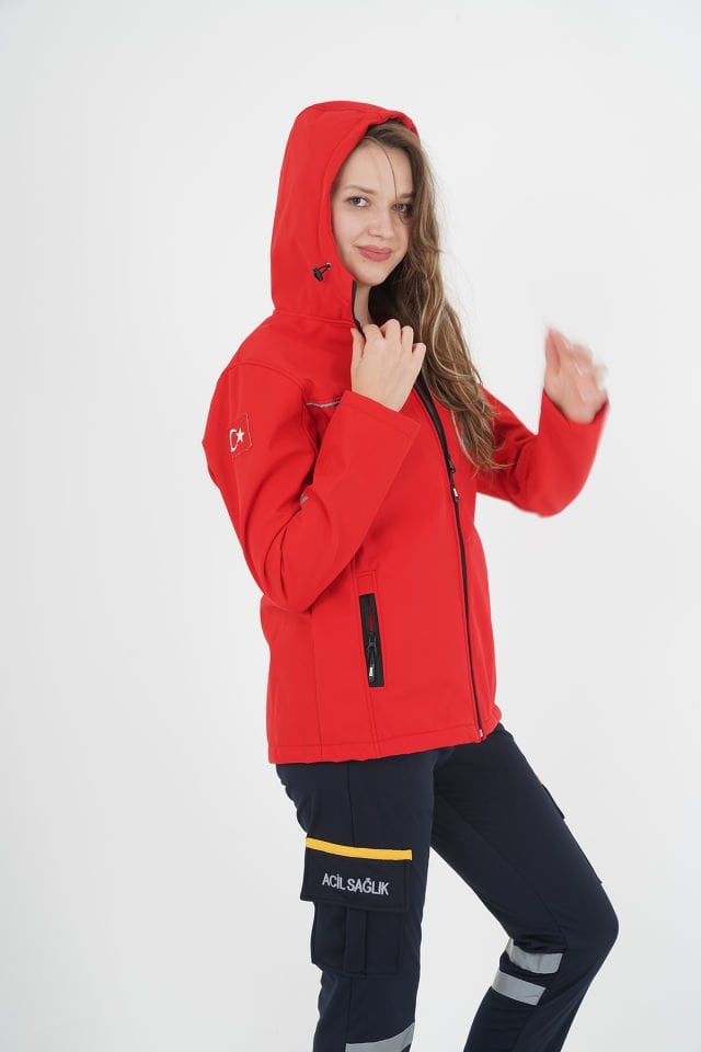 Yeni Umke Kırmızı Shoftshell Mont (Unisex-Su Geçirmez)