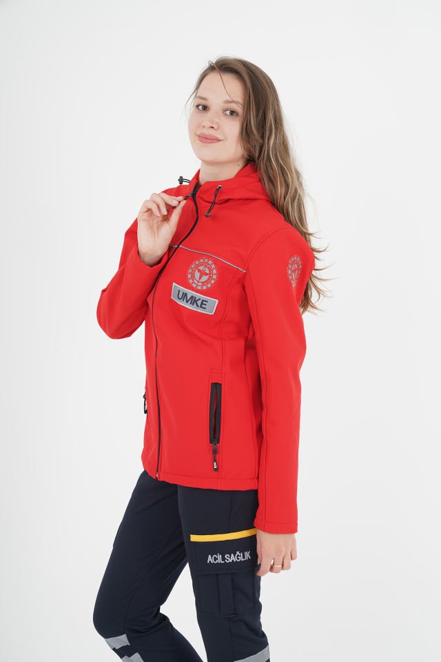 Yeni Umke Kırmızı Shoftshell Mont (Unisex-Su Geçirmez)