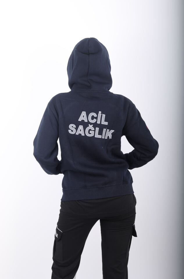 Acil Sağlık Lacivert Kapşonlu Polar (Unisex)
