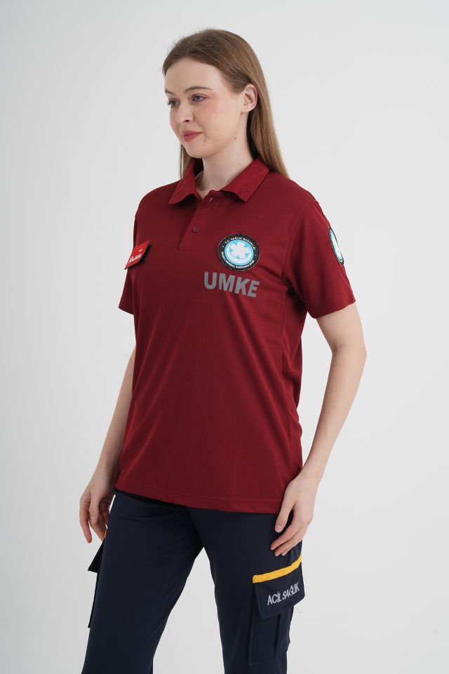 Yeni UMKE Bordo Comfort Polo Yaka T-shirt (Fileli-Unisex)