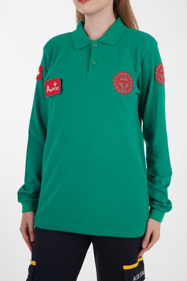 Yeni 112 Acil Sağlık Açık Yeşil Uzun Kollu Lacost T-shirt (Unisex)