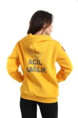 Yeni 112 Acil Sağlık Sarı Kapşonlu Swit (Unisex)