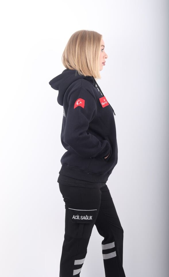 Acil Sağlık Siyah Kaponlu Polar (Unisex)