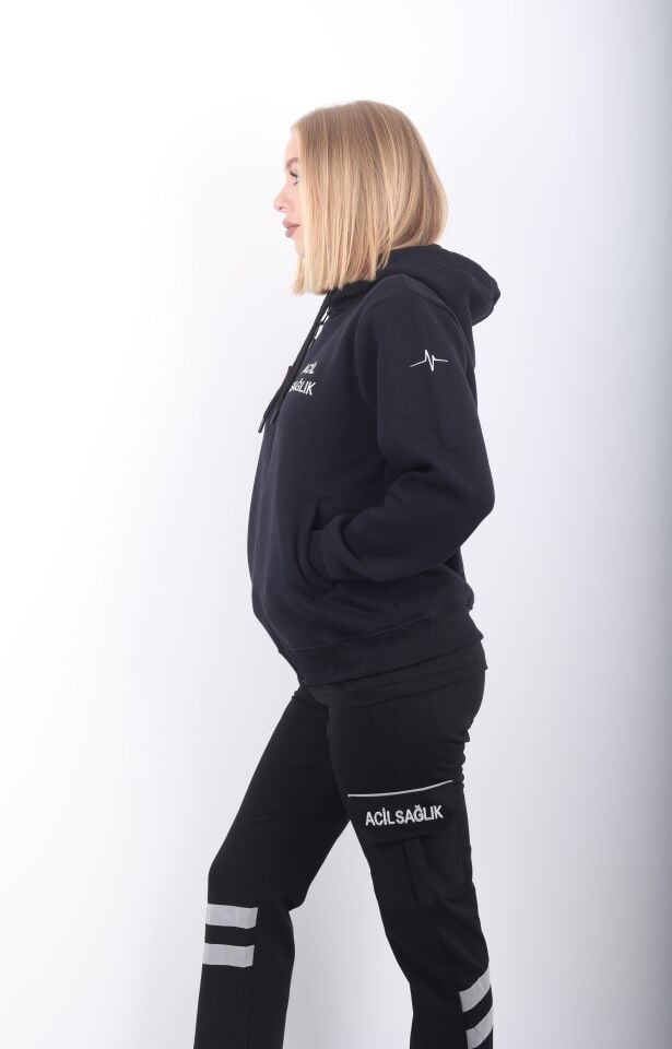 Acil Sağlık Siyah Kaponlu Polar (Unisex)