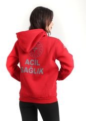 Yeni 112 Acil Kırmızı Kapşonlu Swit (Unisex)
