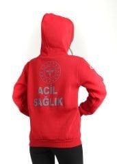 Yeni 112 Acil Kırmızı Kapşonlu Swit (Unisex)