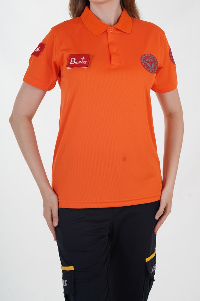 Yeni 112 Acil Sağlık Turuncu Polo Yaka Comfort T-shirt (Unisex-Fileli)